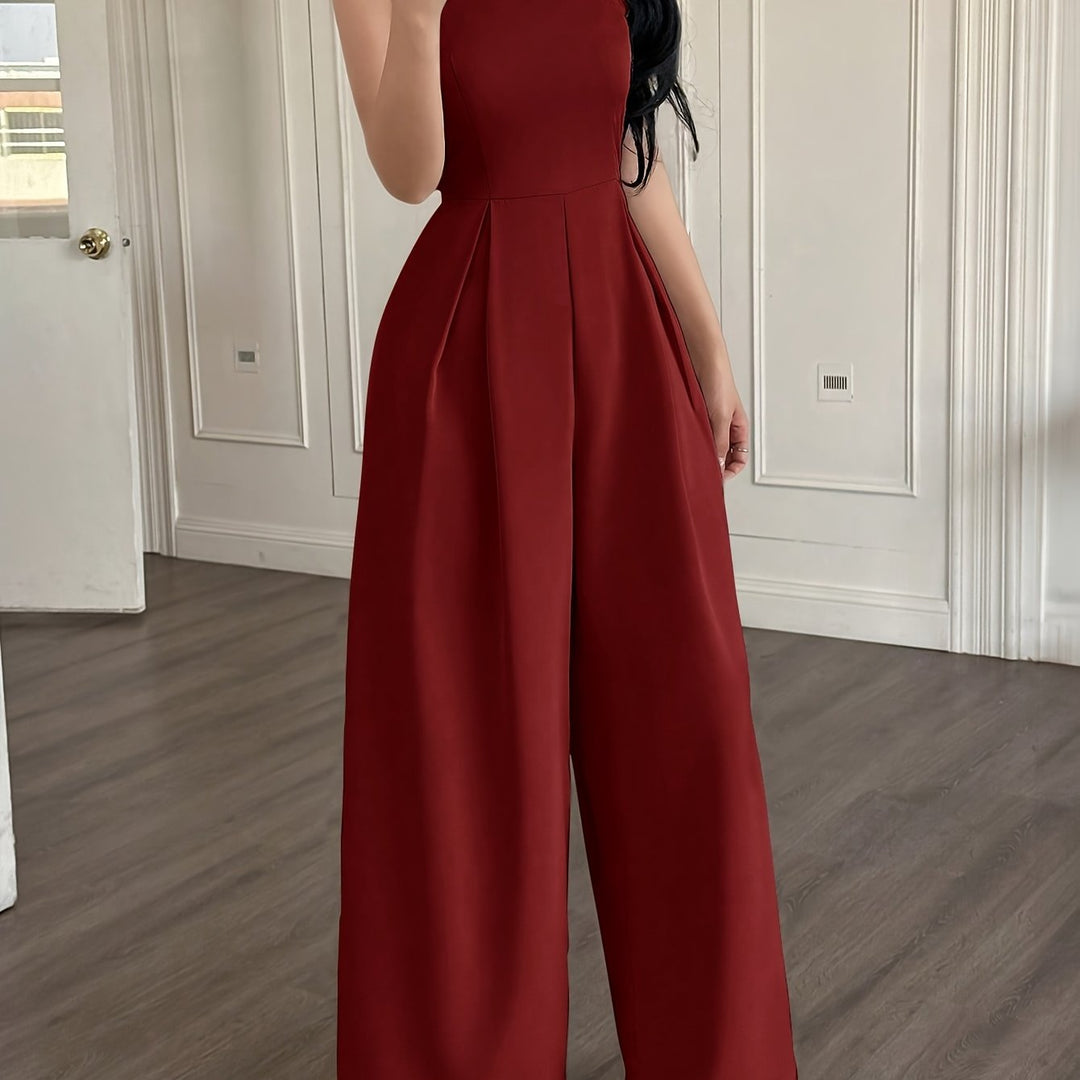 Wide-Leg Loose Solid Color with Ruched Design, Suitable for Summer Women&