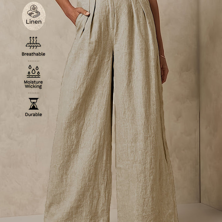 High-Waisted Linen Wide-Leg Pants