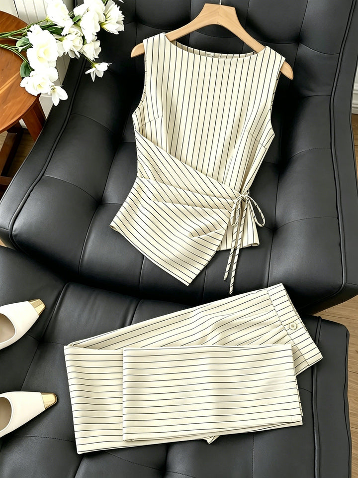 Striped Two-Piece Wide-Leg Pants Set