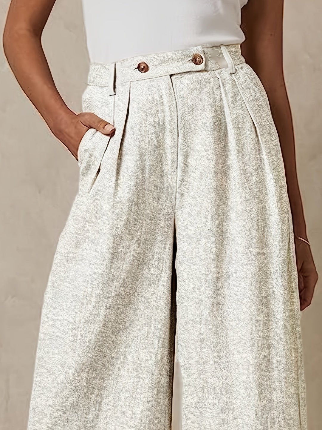 High-Waisted Linen Wide-Leg Pants