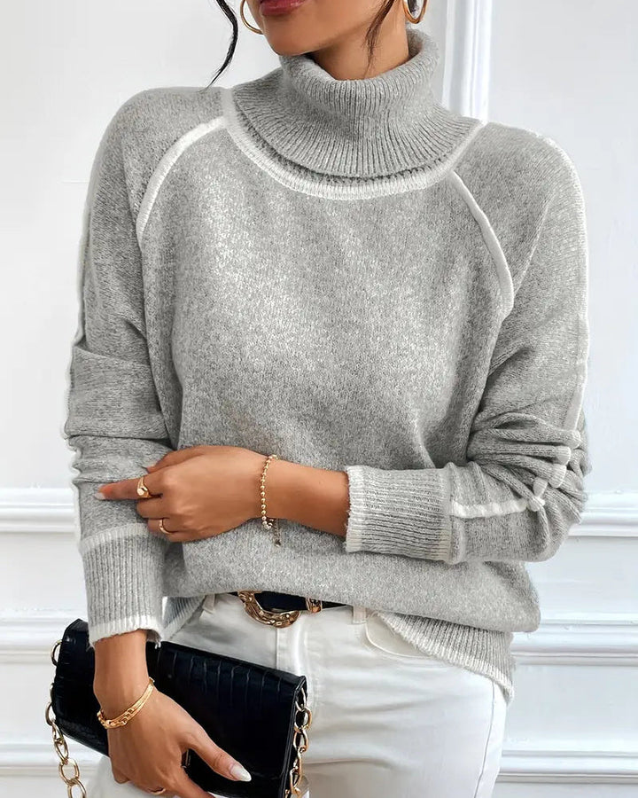 Selene | Oversized Contrast Turtleneck Sweater