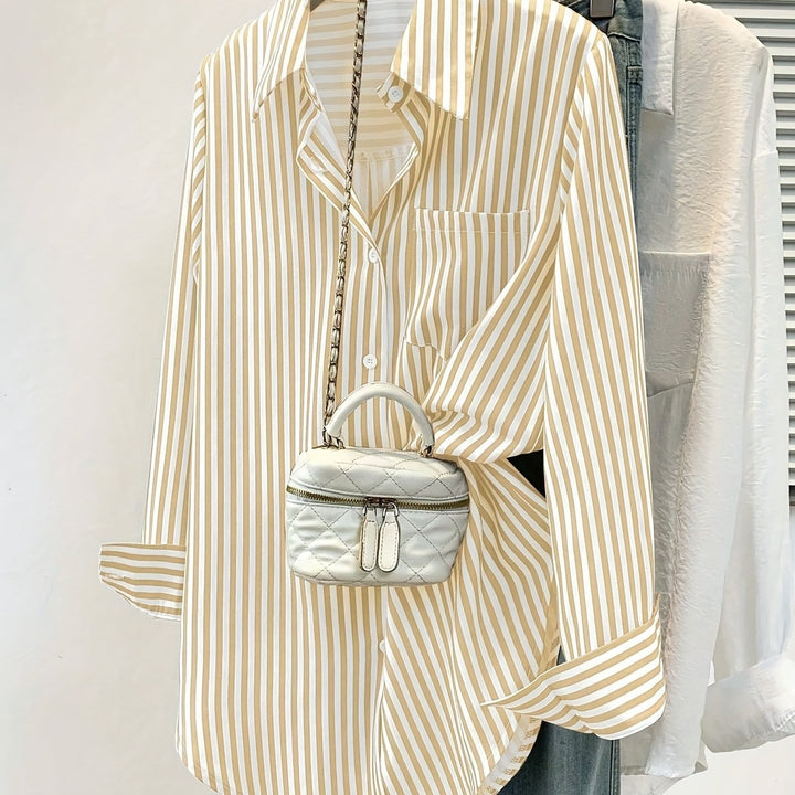 Striped Button-Up Shirt with Pocket