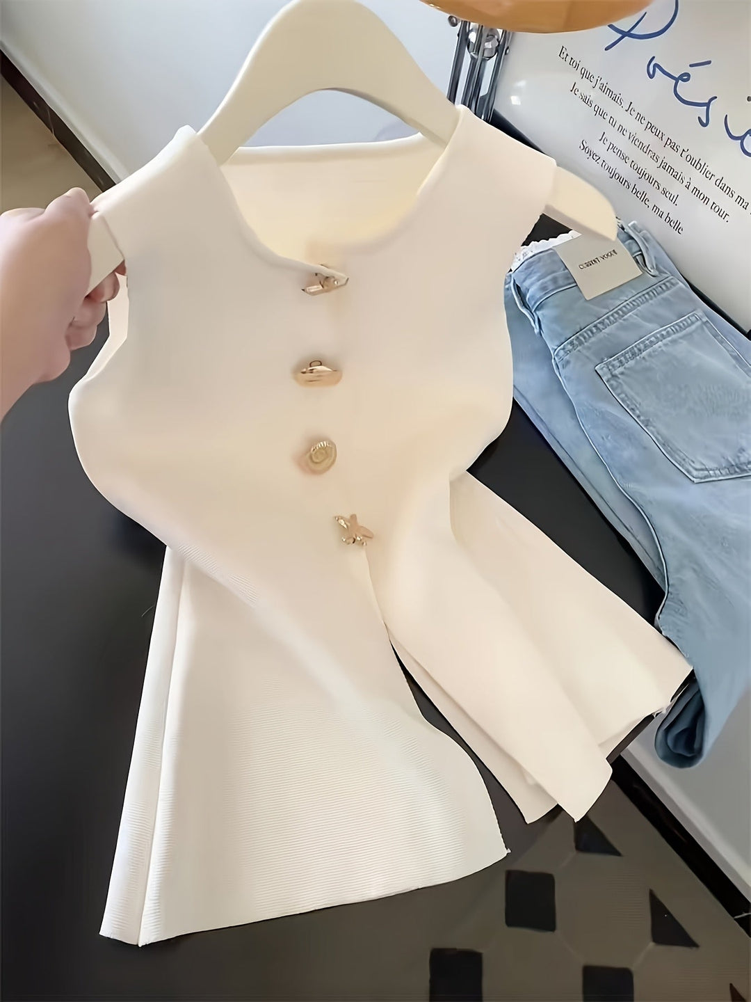 Sleeveless Bolero Vest with Buttons