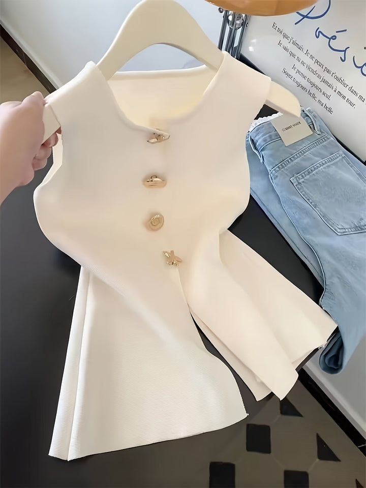 Sleeveless Bolero Vest with Buttons