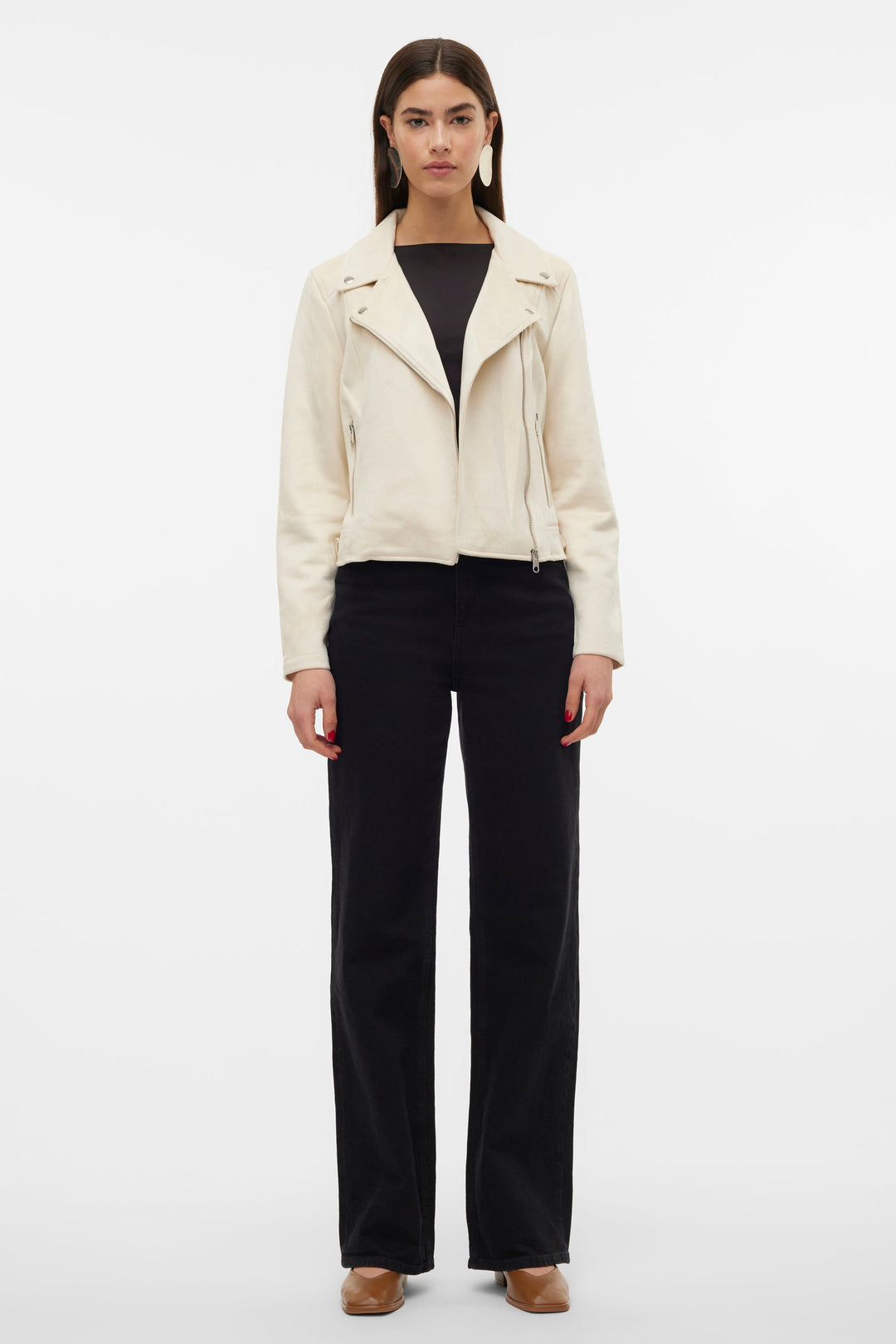 Birch Ivory Leather Biker Jacket