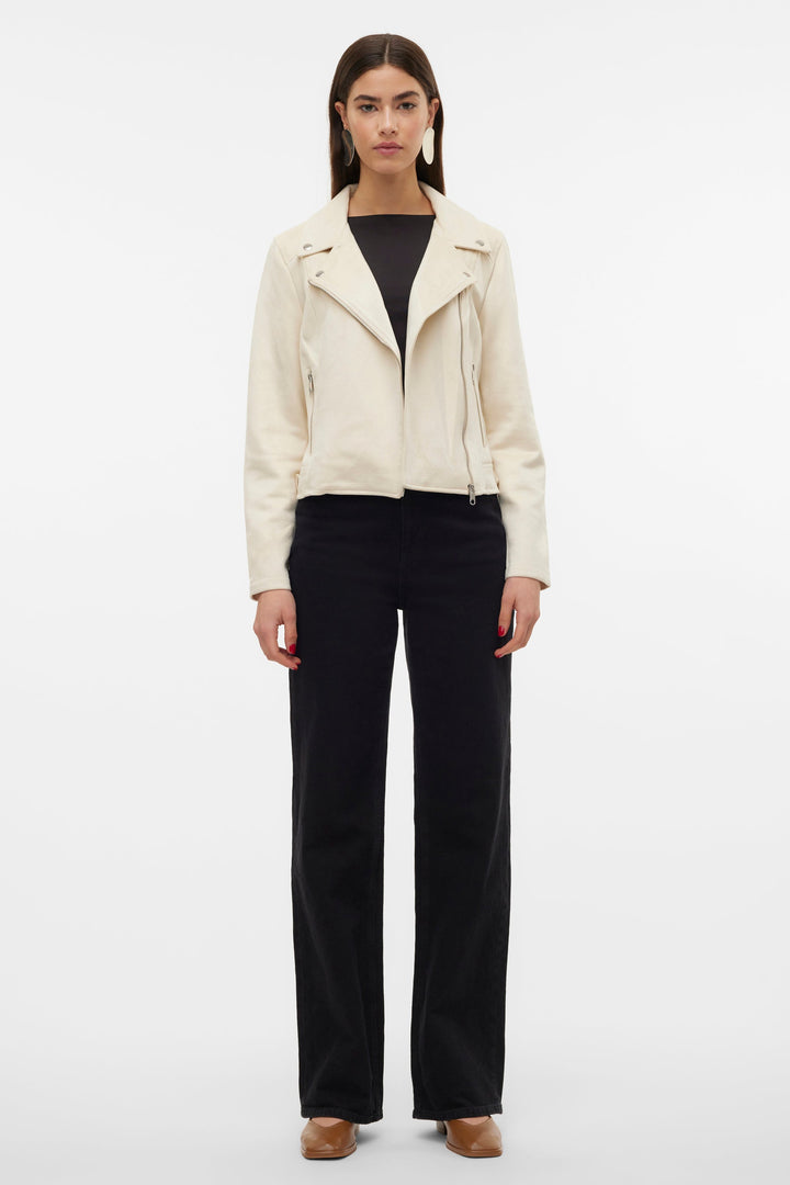 Birch Ivory Leather Biker Jacket