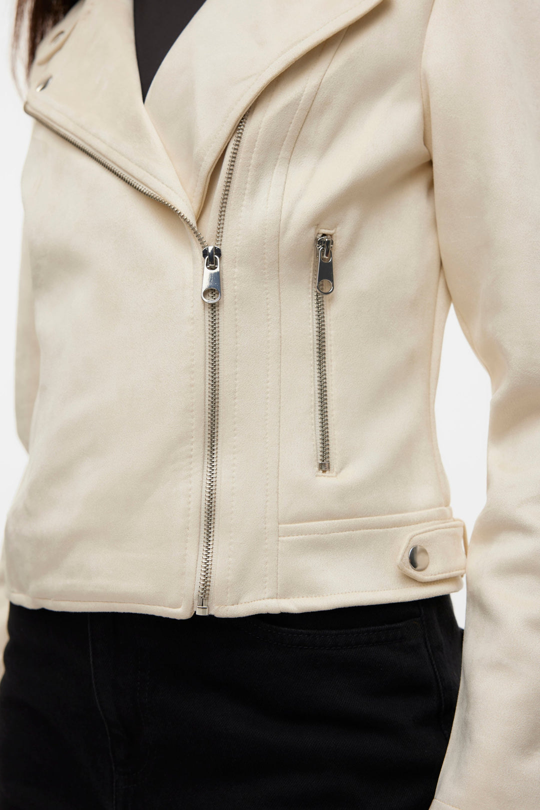 Birch Ivory Leather Biker Jacket