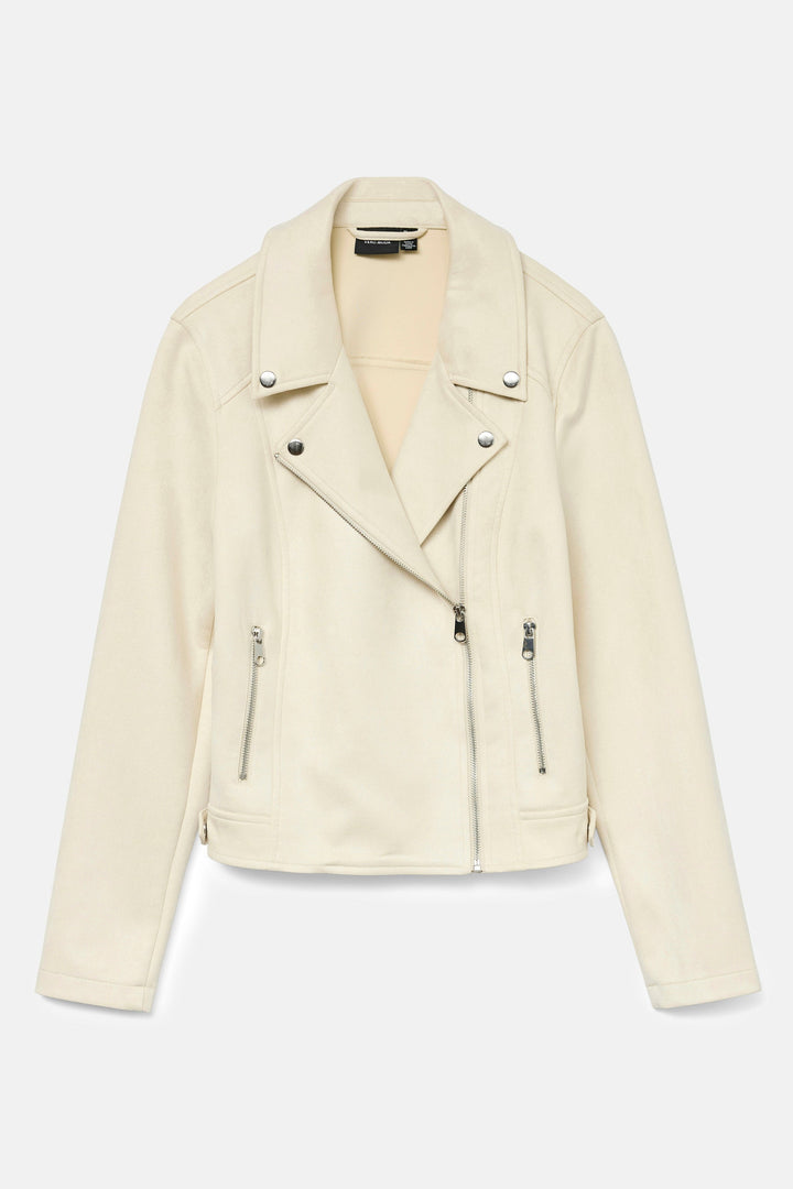 Birch Ivory Leather Biker Jacket