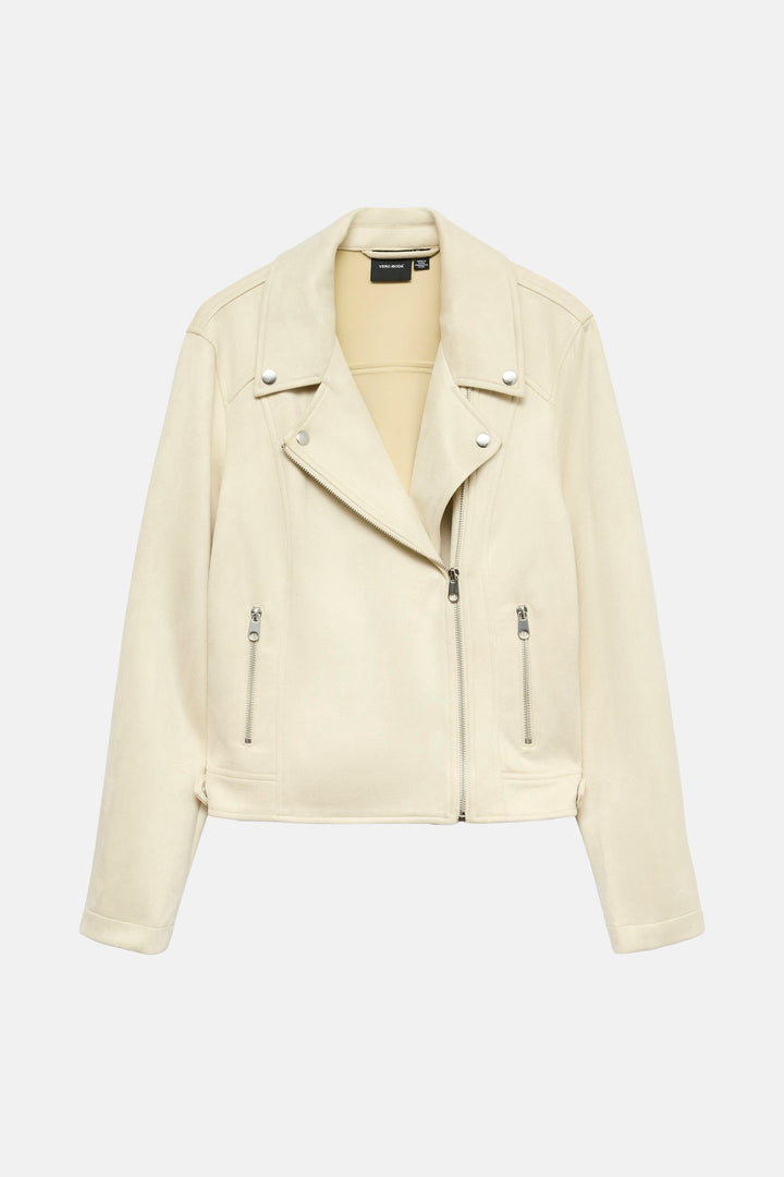 Birch Ivory Leather Biker Jacket