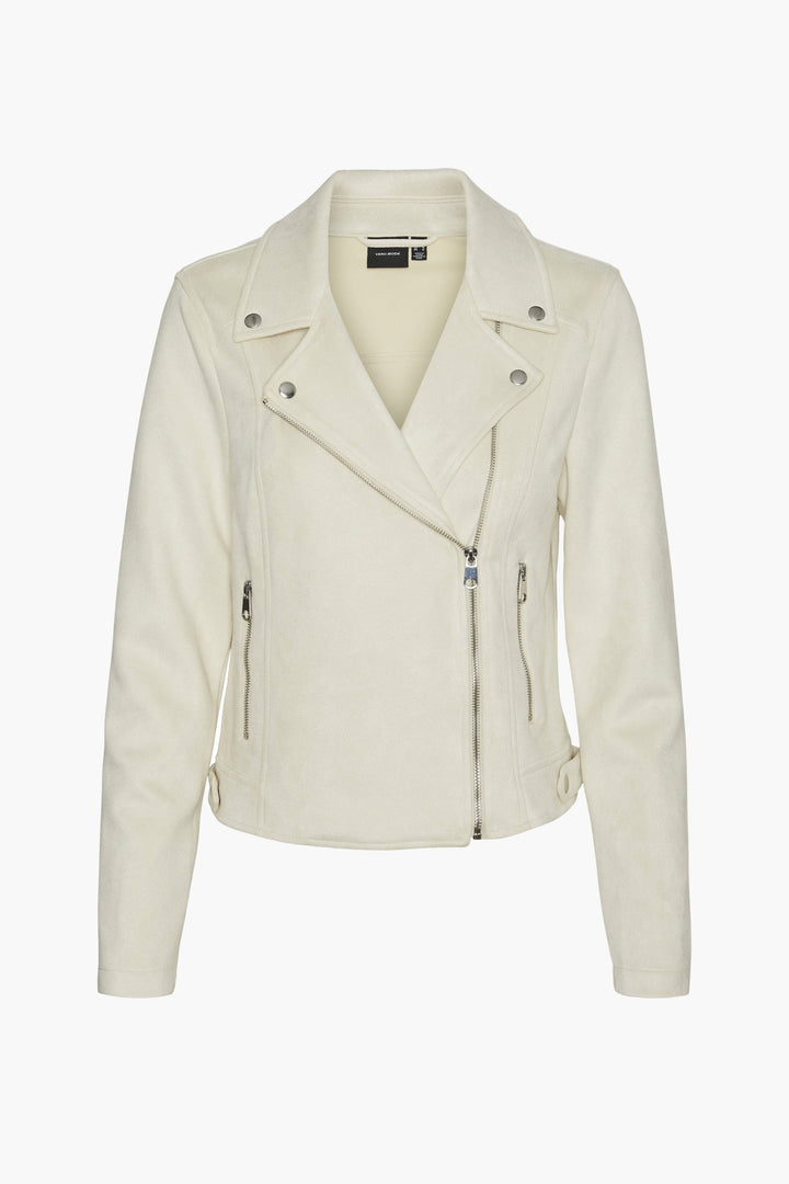 Birch Ivory Leather Biker Jacket