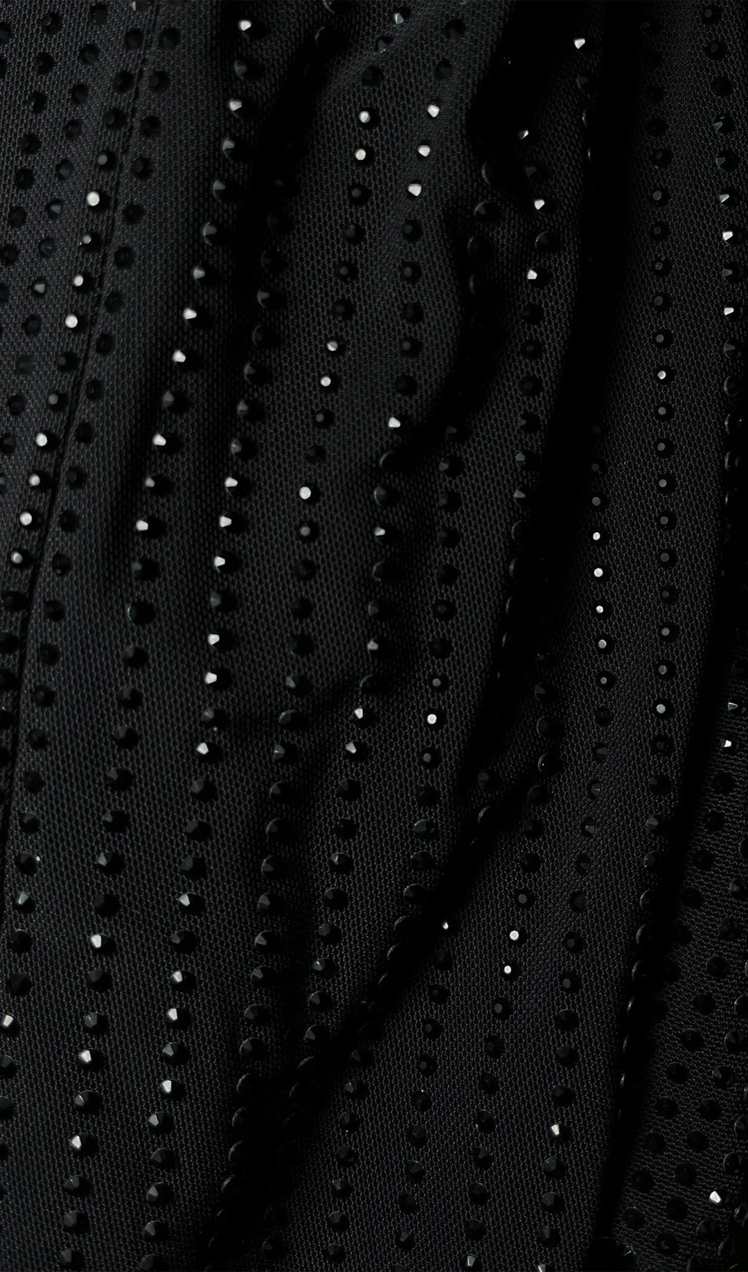 Diamante Ruched Midi Dress - Black