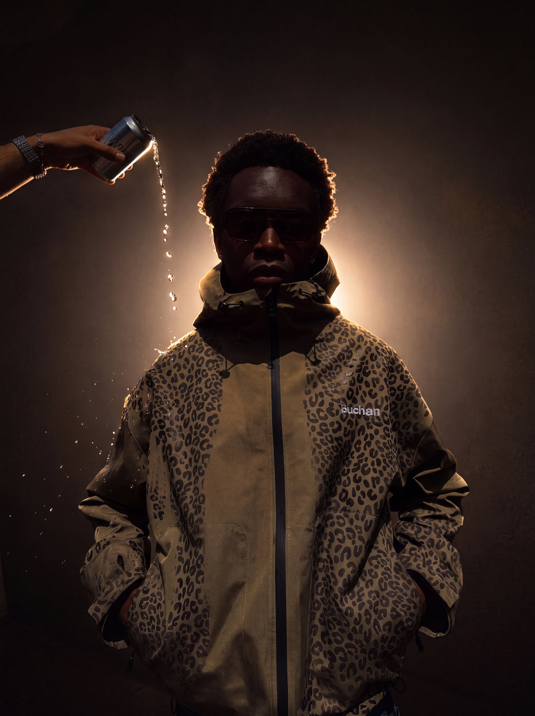 Water Reactive Cheetah Rain Jacket - Green