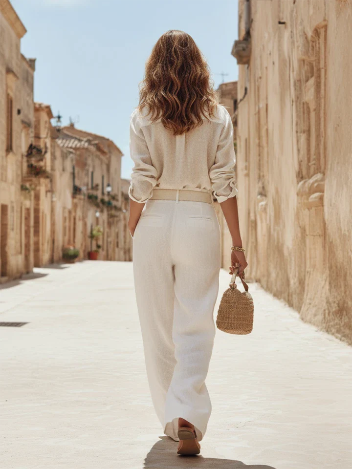 Margot | Linen Shirt Wide-Leg Trousers Set