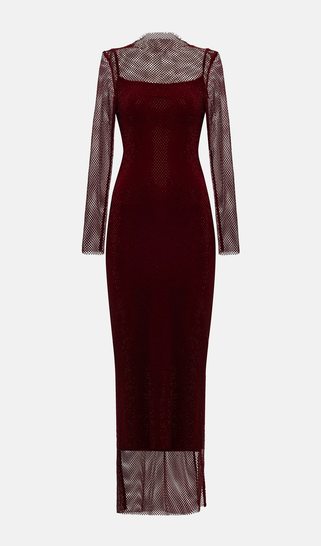 Mesh With Monochrome Lining  Maxi Dress