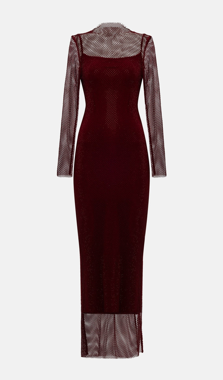 Mesh With Monochrome Lining  Maxi Dress