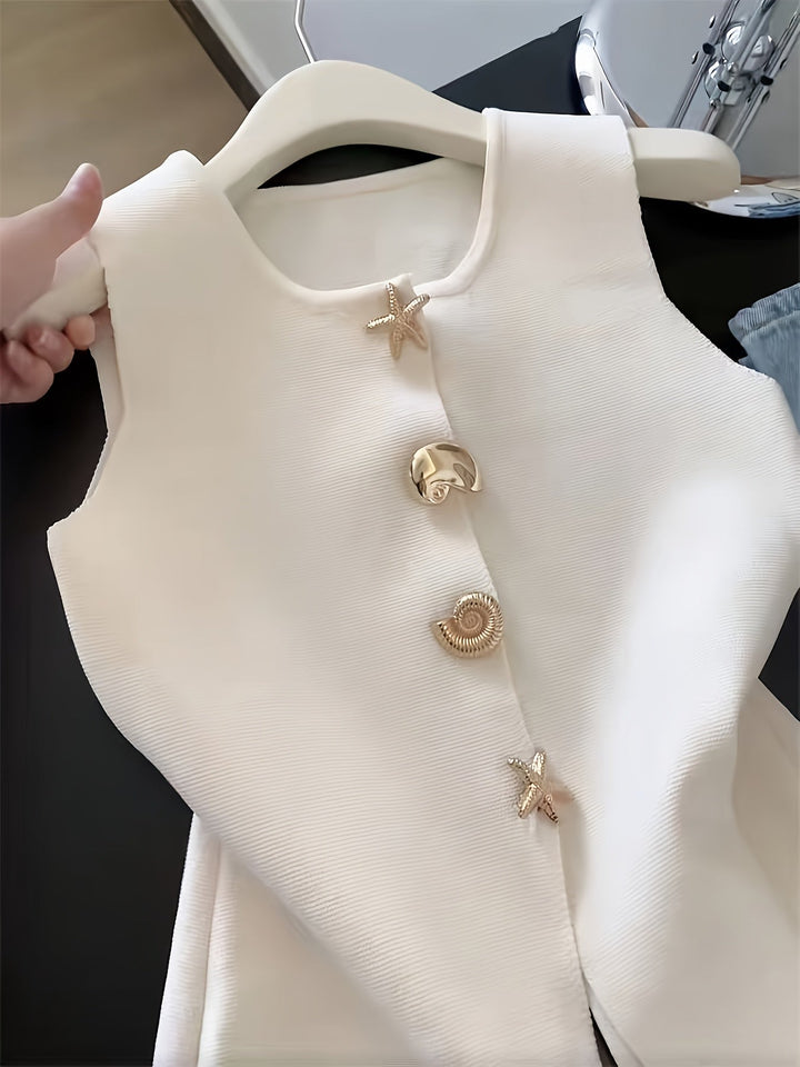 Sleeveless Bolero Vest with Buttons