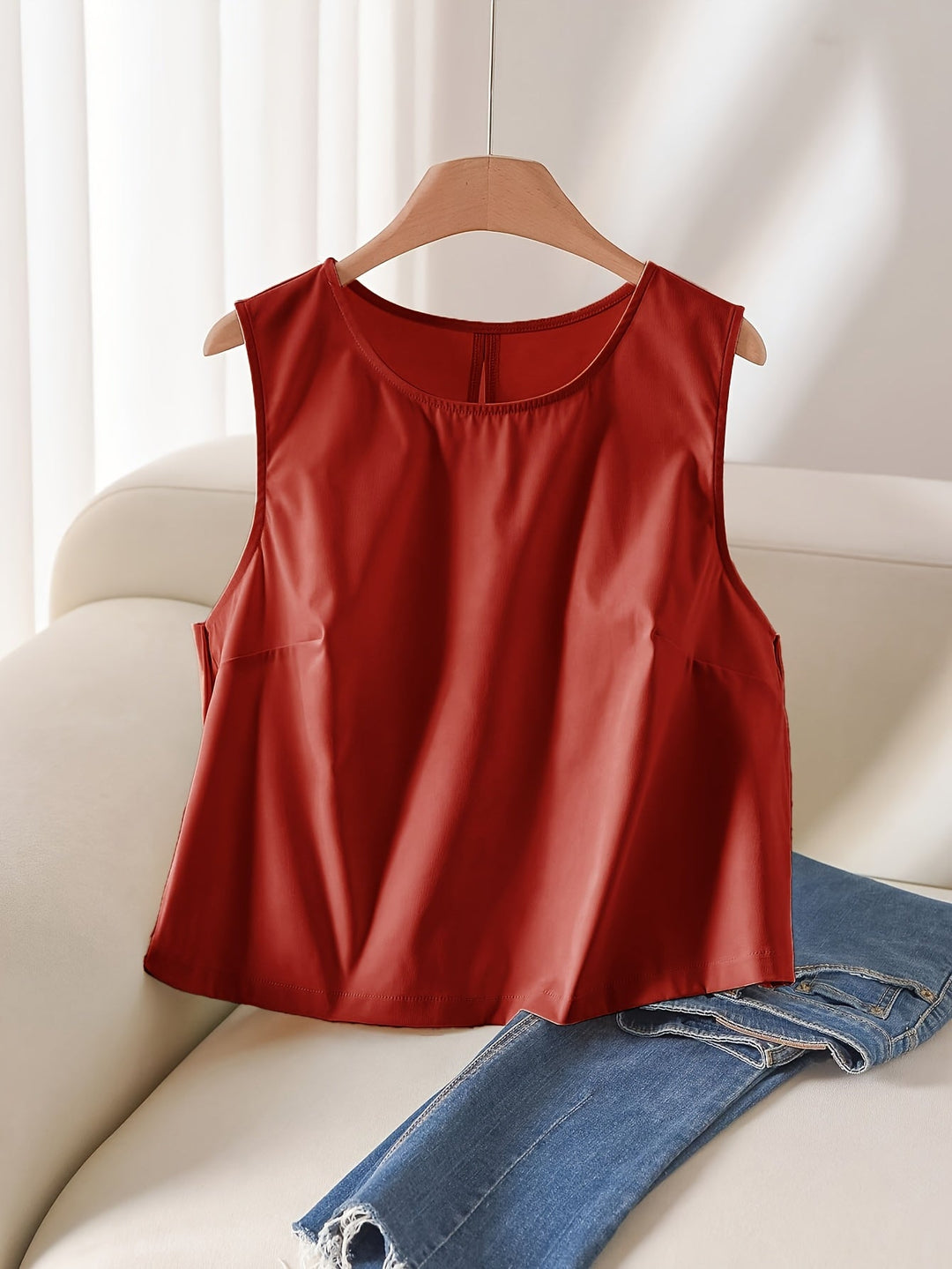 Elegant Round Neck Sleeveless Bow Tank Top