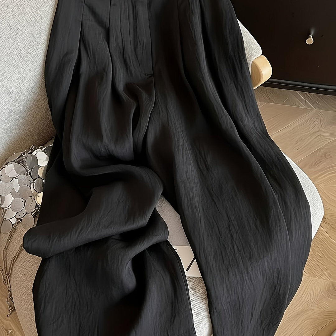 Light Beige Tencel Wide-Leg Pants, Draped And Smooth, Loose And Covering, Lazy And Casual, Super Versatile [Nian Nian]
