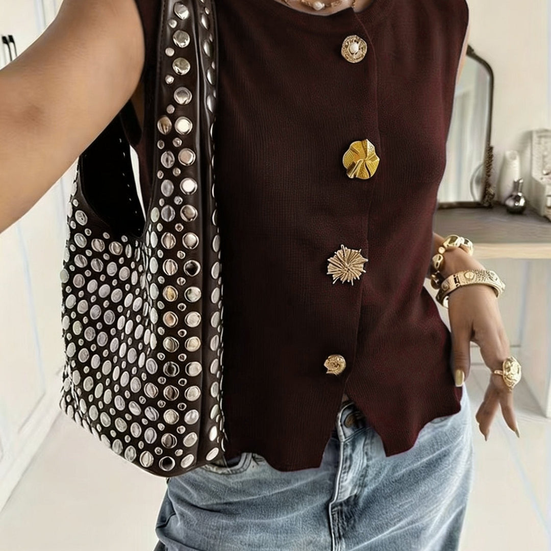 Vest for Women 2026 Summer Edition High-End Golden Button French-Style Sleeveless Top
