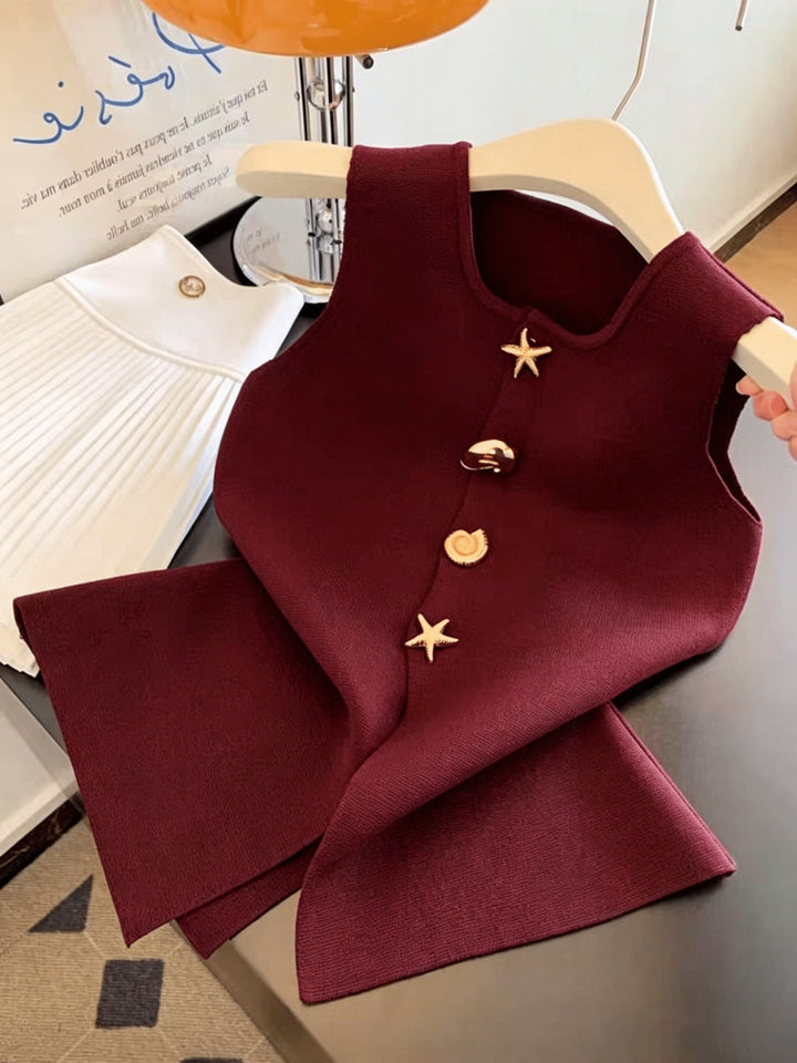 Sleeveless Bolero Vest with Buttons