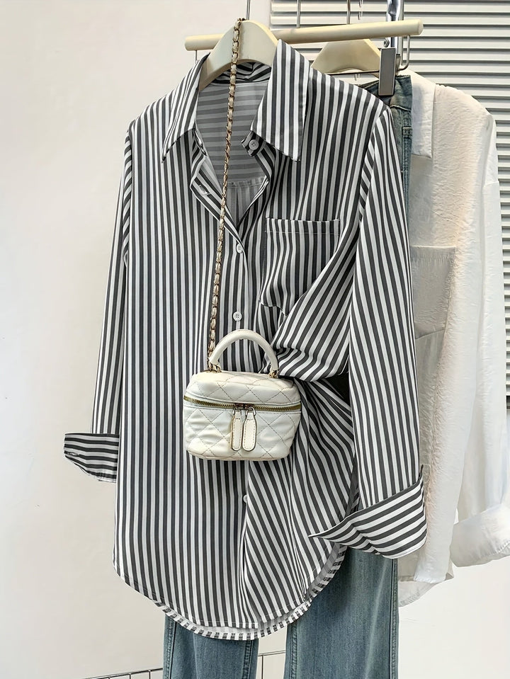 Striped Button-Up Shirt with Pocket