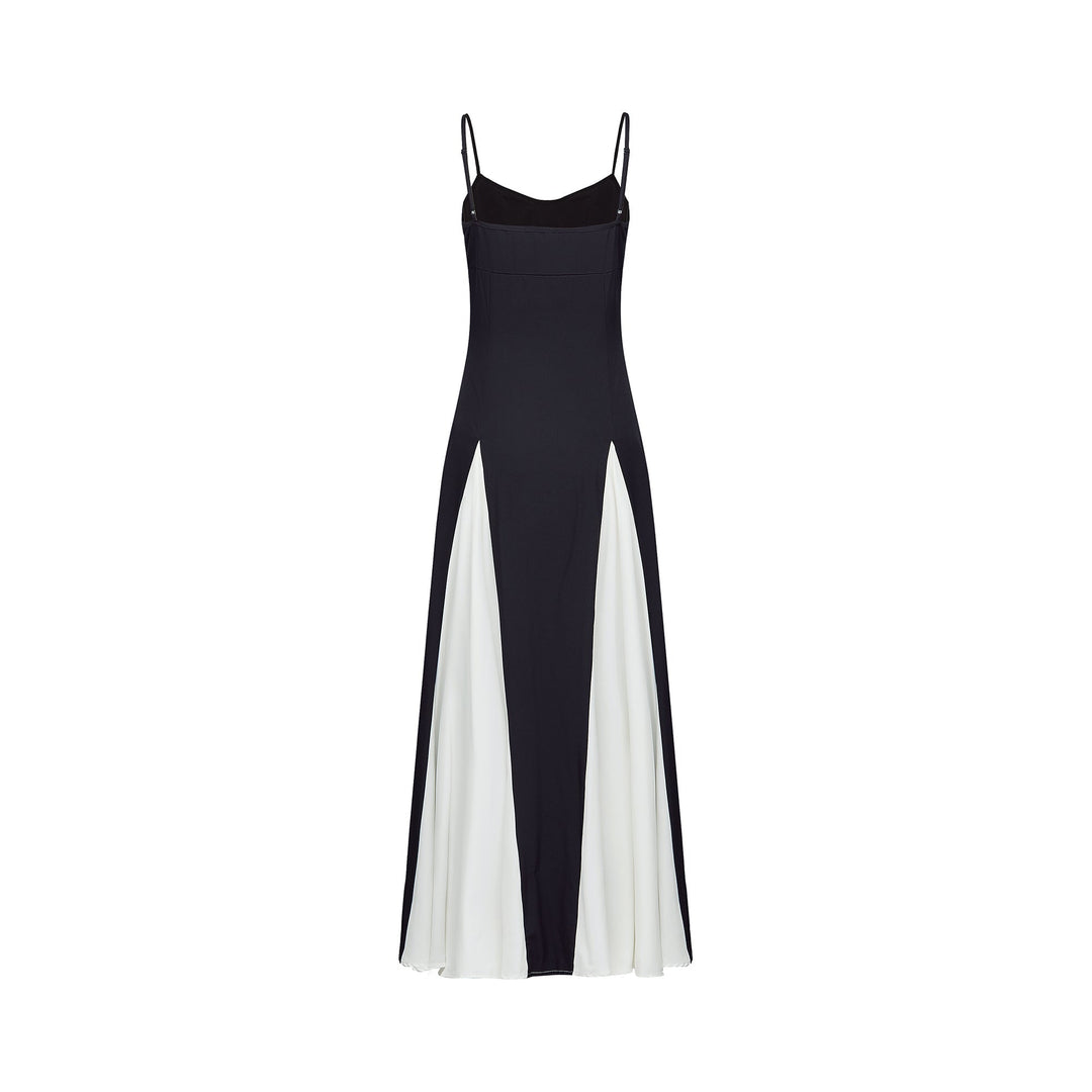 Sofie contrast-color pleated maxi dress