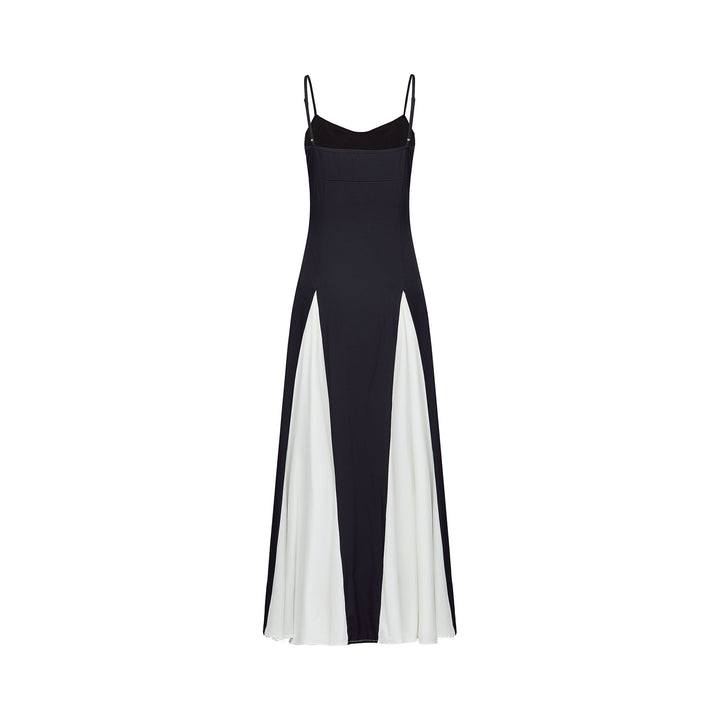 Sofie contrast-color pleated maxi dress