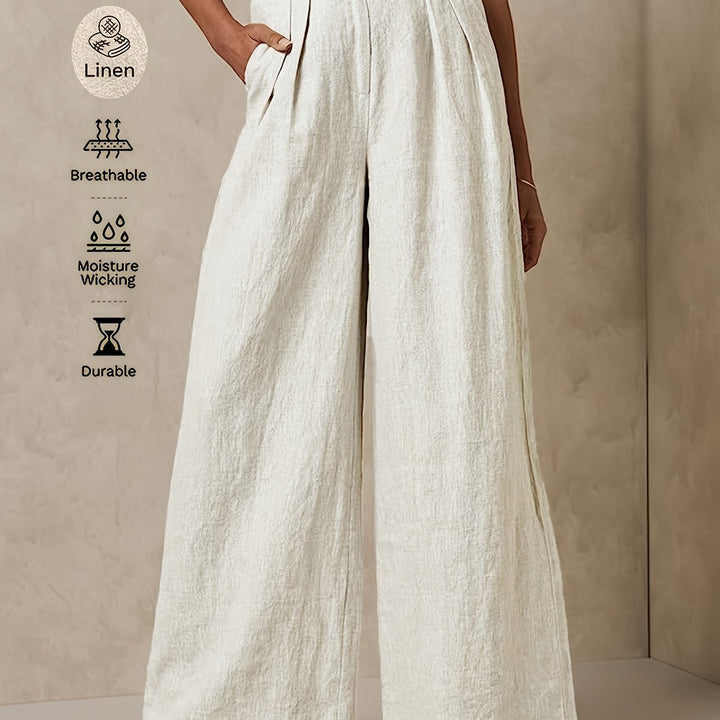 High-Waisted Linen Wide-Leg Pants