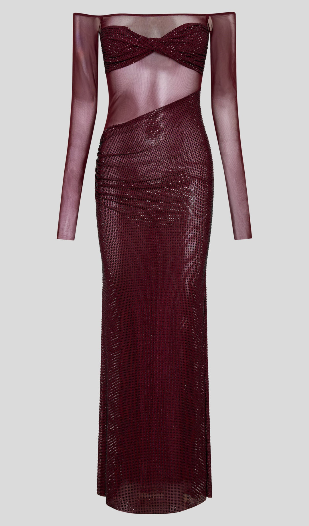 Diamante Off Shoulder Maxi Dress - Red