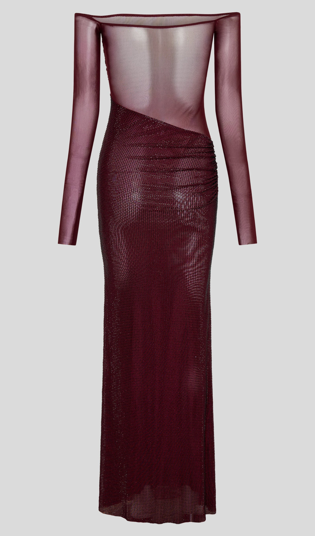 Diamante Off Shoulder Maxi Dress - Red