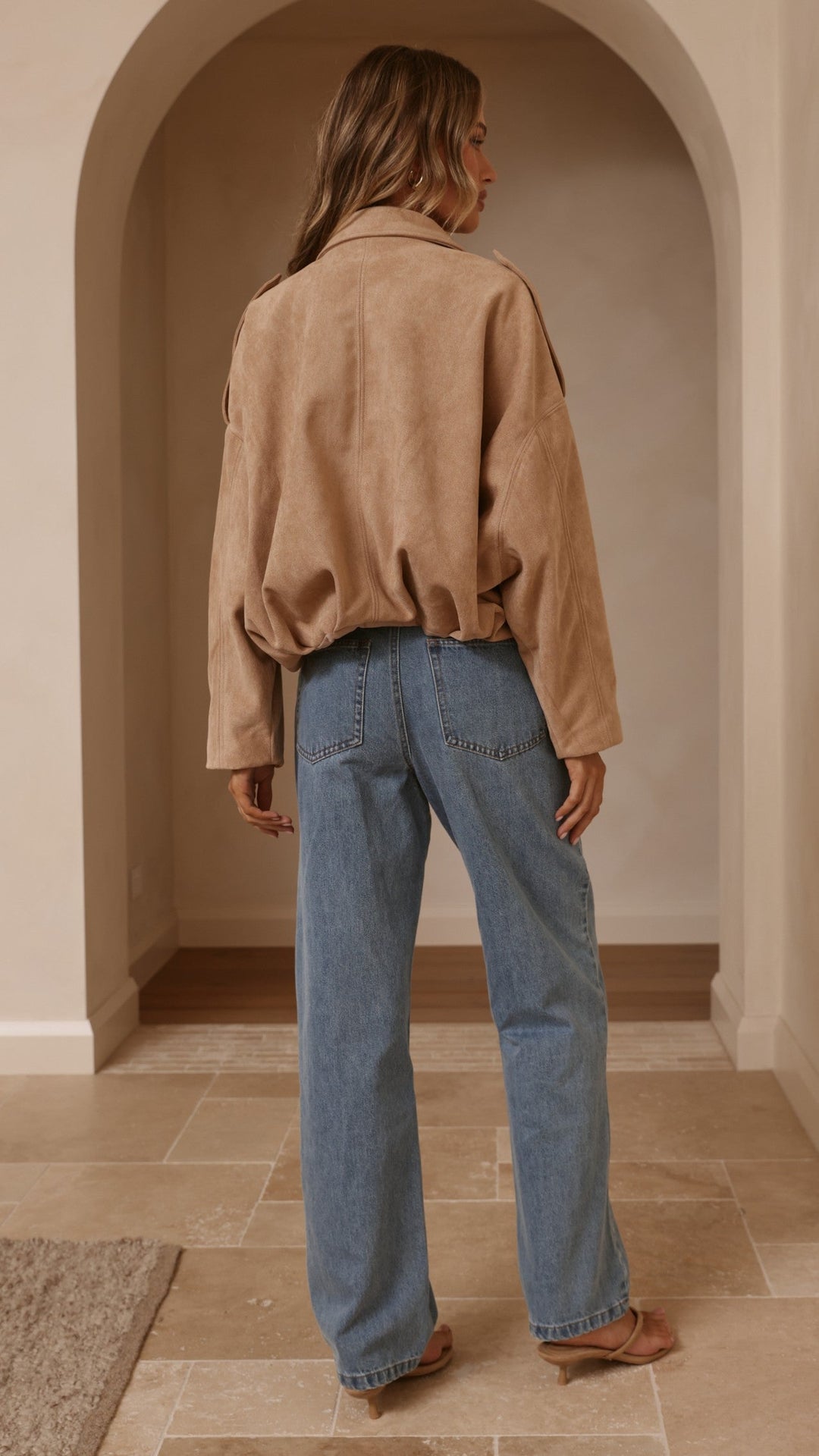 Leela Suede Bomber Jacket - Camel