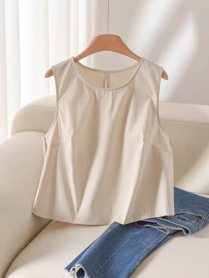 Elegant Round Neck Sleeveless Bow Tank Top