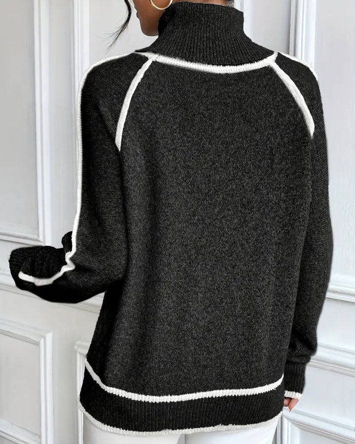 Selene | Oversized Contrast Turtleneck Sweater