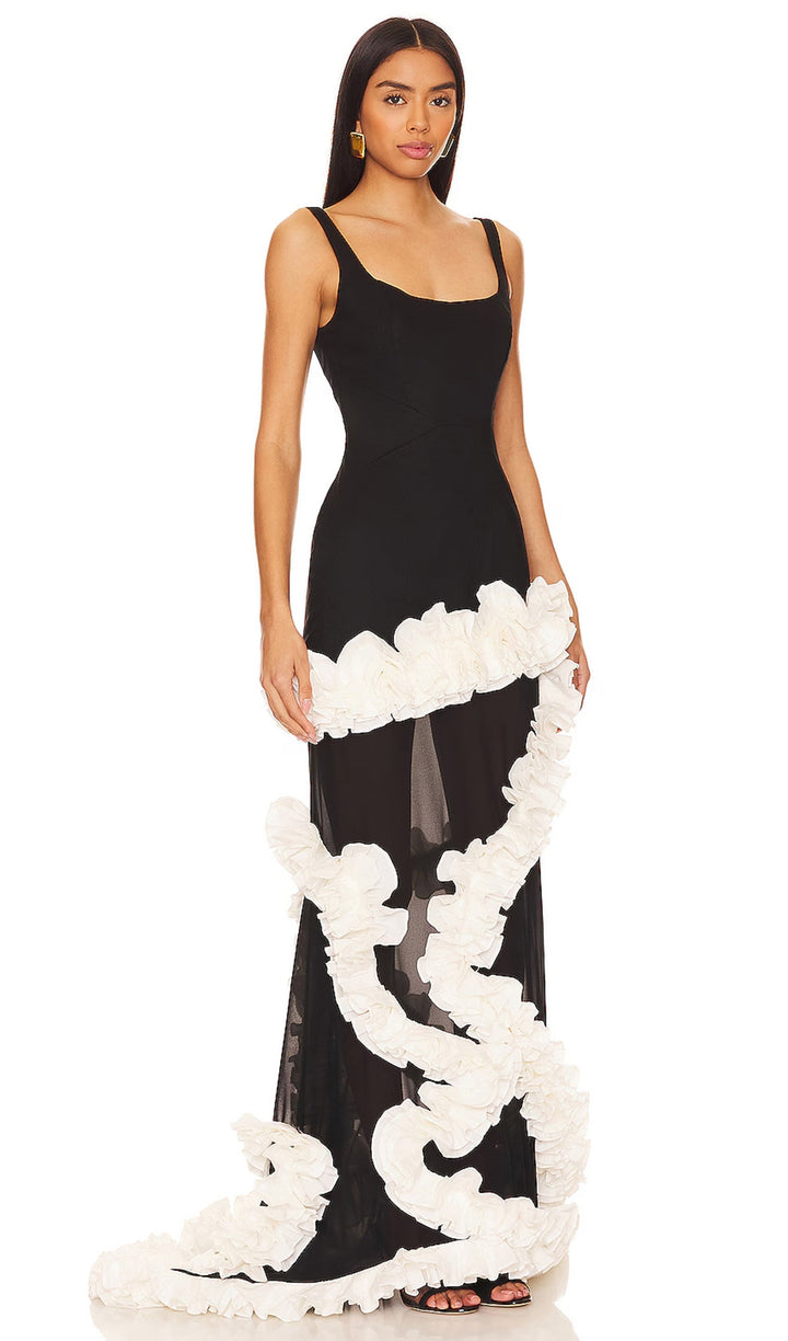 Wisteria Gown Maxi Dress In Black &amp; White