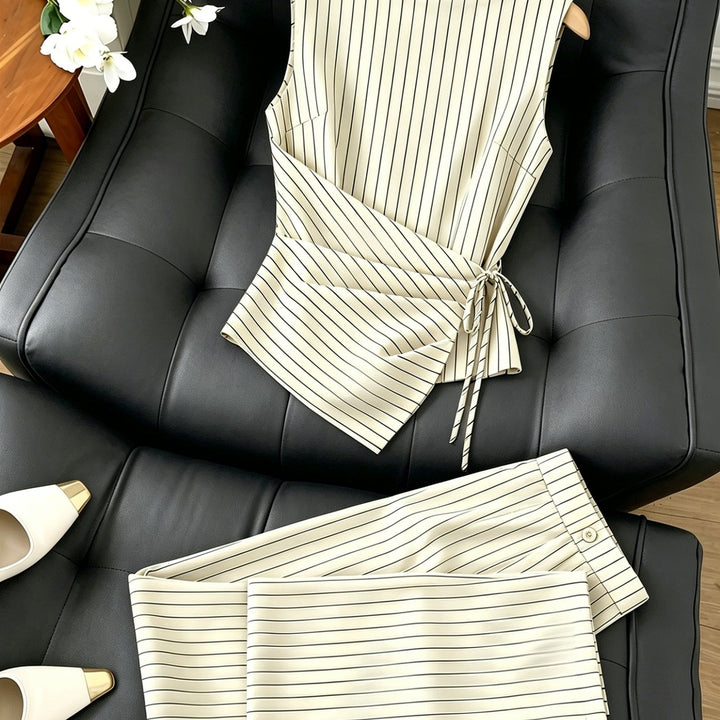 Striped Two-Piece Wide-Leg Pants Set
