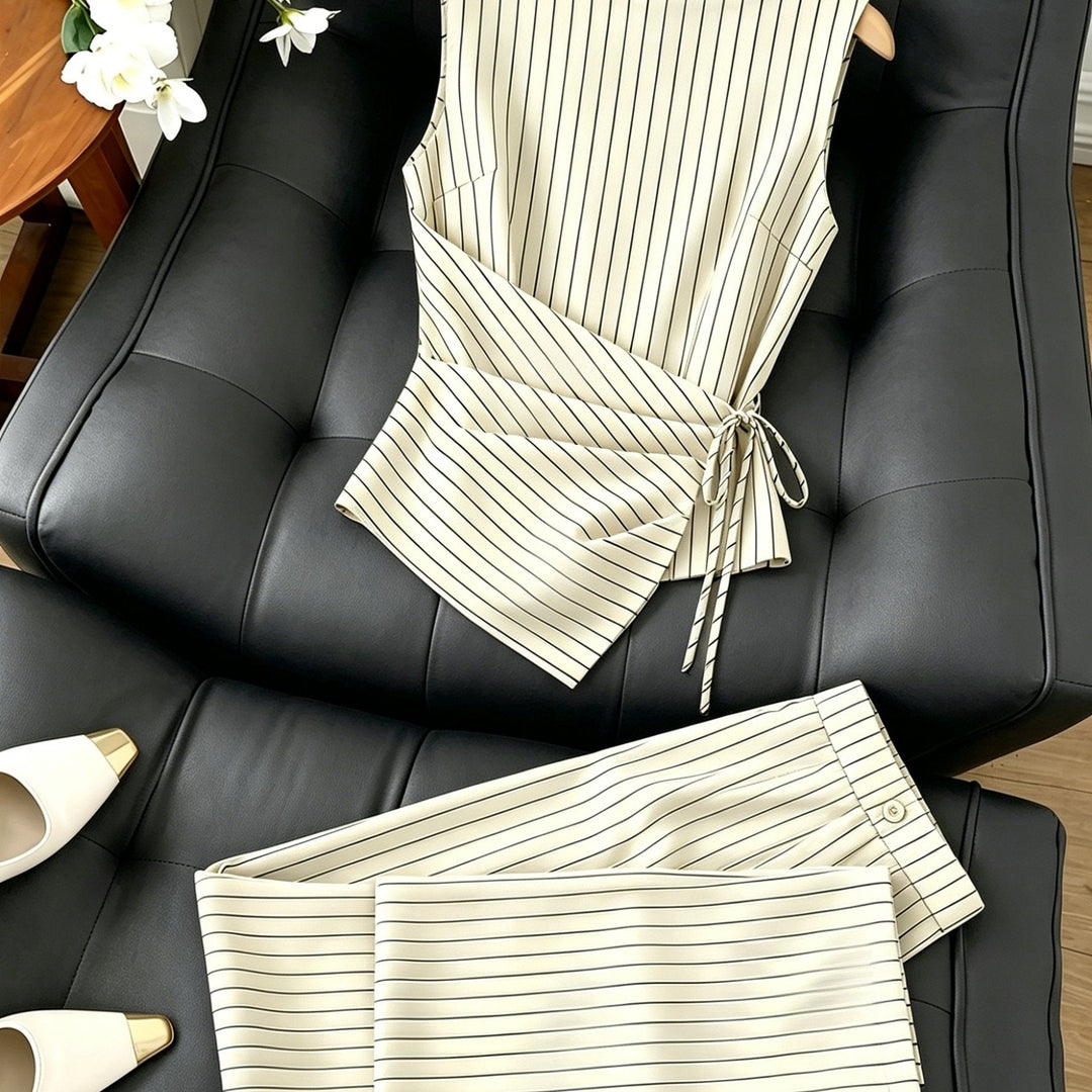 Striped Two-Piece Wide-Leg Pants Set