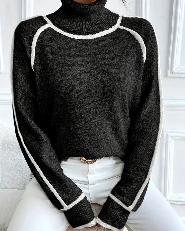 Selene | Oversized Contrast Turtleneck Sweater