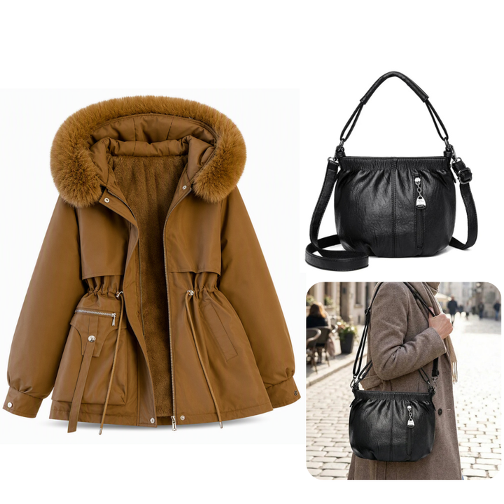 Amélie Cinched Faux Fur Parka