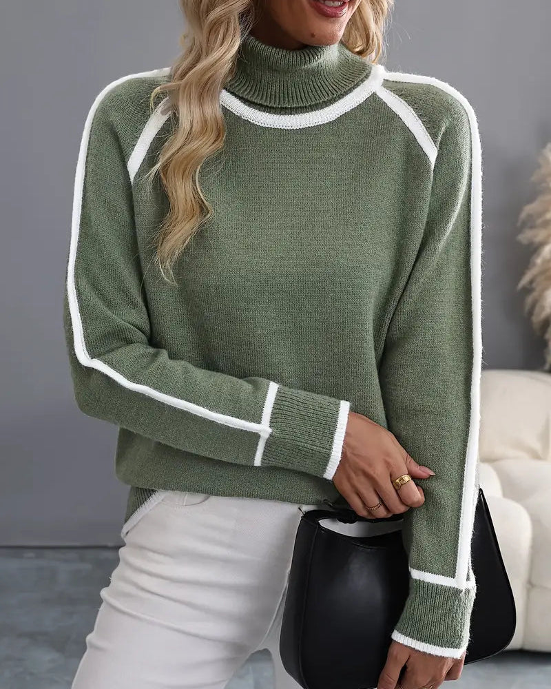 Selene | Oversized Contrast Turtleneck Sweater