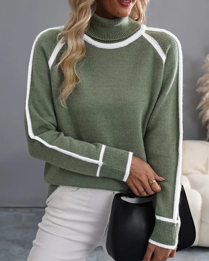Selene | Oversized Contrast Turtleneck Sweater