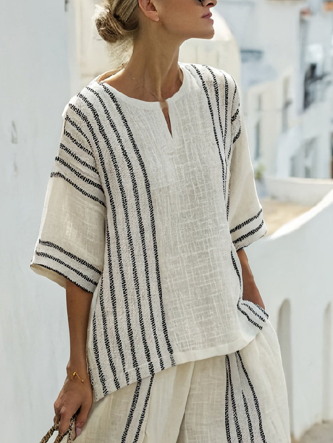 Casual Striped Lounge Set SpringSummer Comfort Outfit