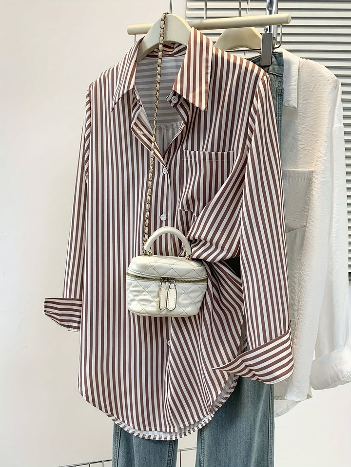 Striped Button-Up Shirt with Pocket