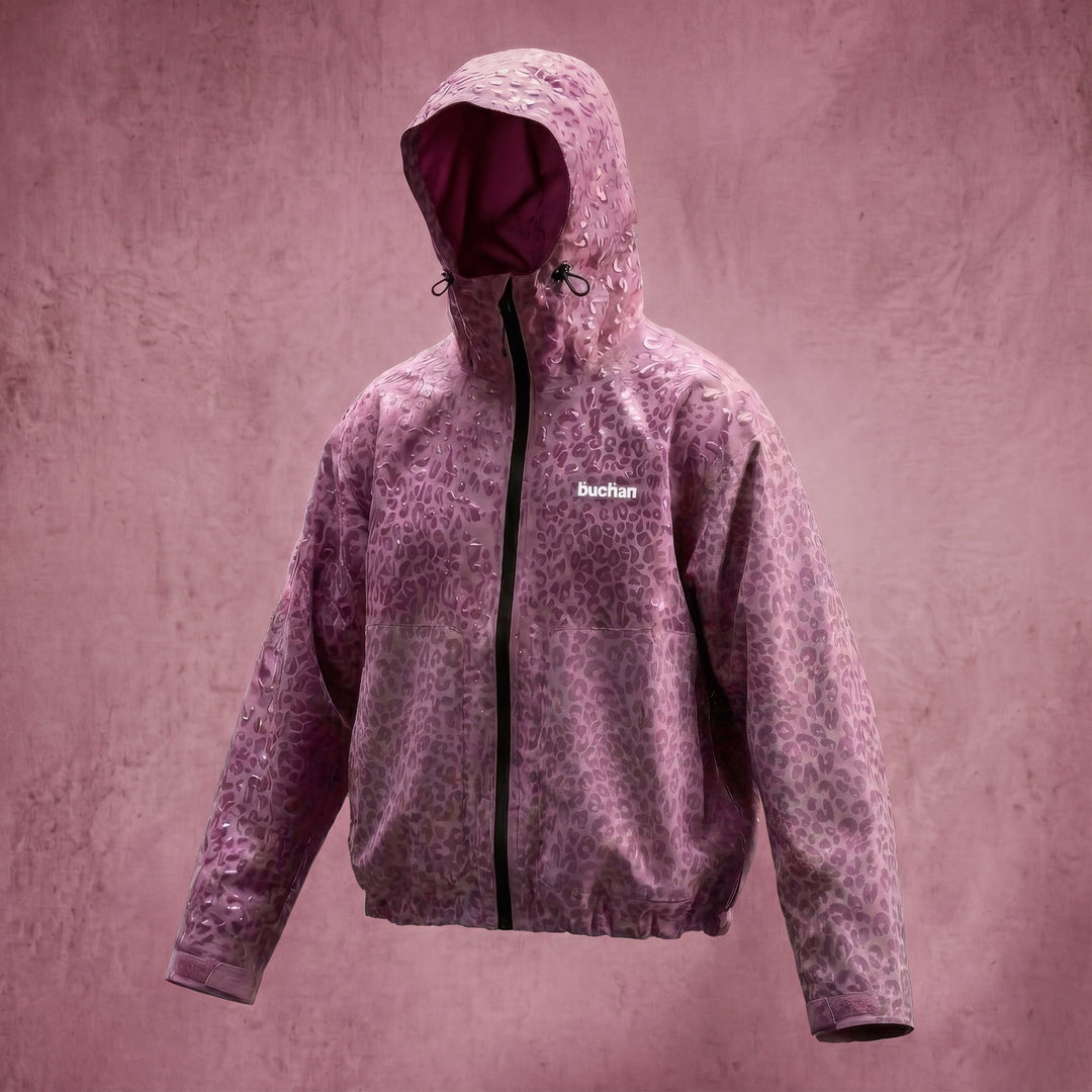 Water Reactive Cheetah Rain Jacket - Pink