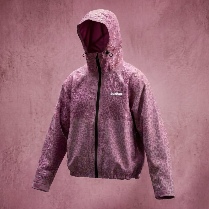 Water Reactive Cheetah Rain Jacket - Pink