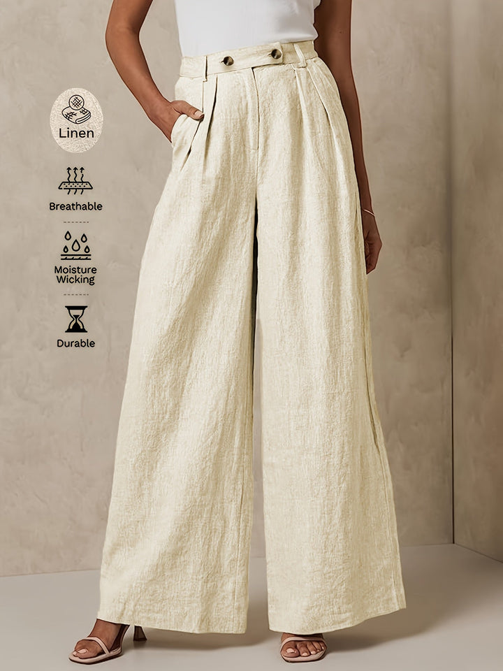 High-Waisted Linen Wide-Leg Pants