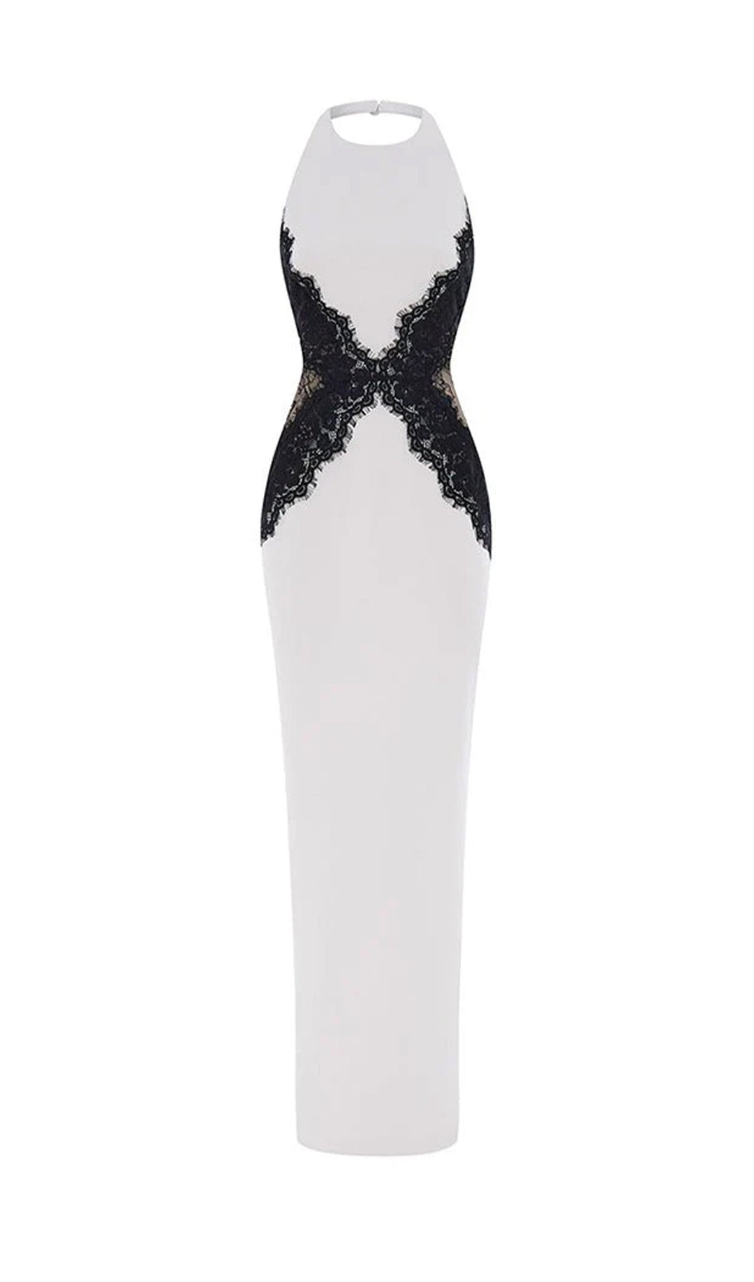 Open Back Maxi Dress In Crepe &amp; Lace