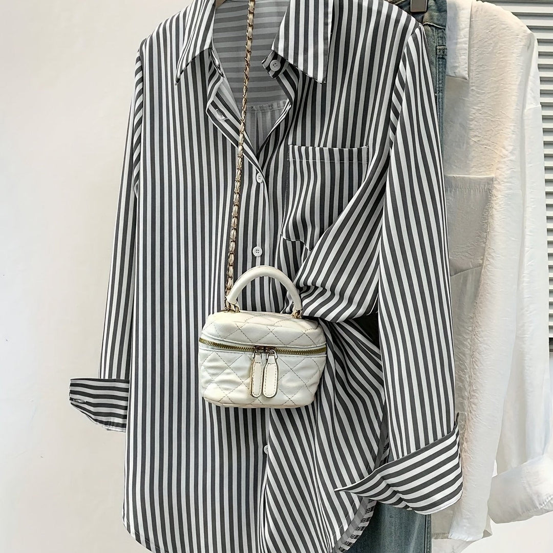 Striped Button-Up Shirt with Pocket