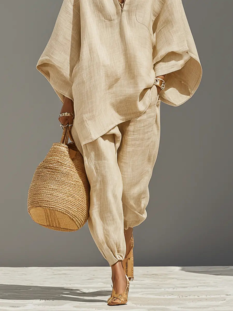 Nadia | Asymmetric Linen Two-Piece Set