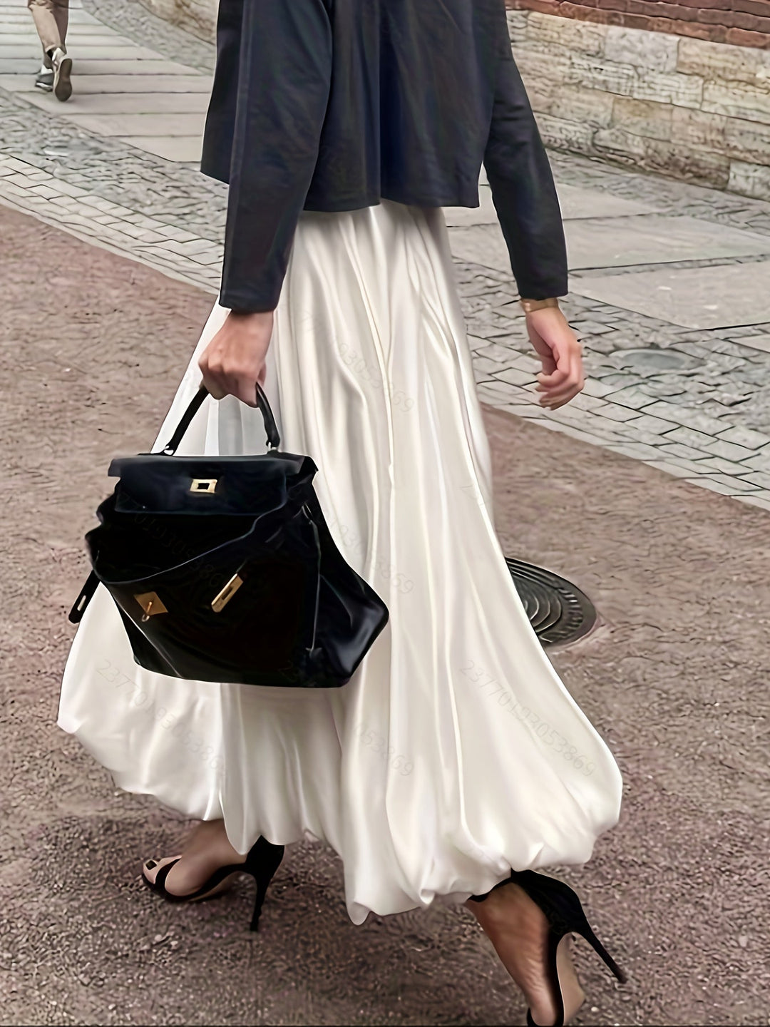 European and American Style High-waisted Flowy Skirt Casual Puffy Skirt