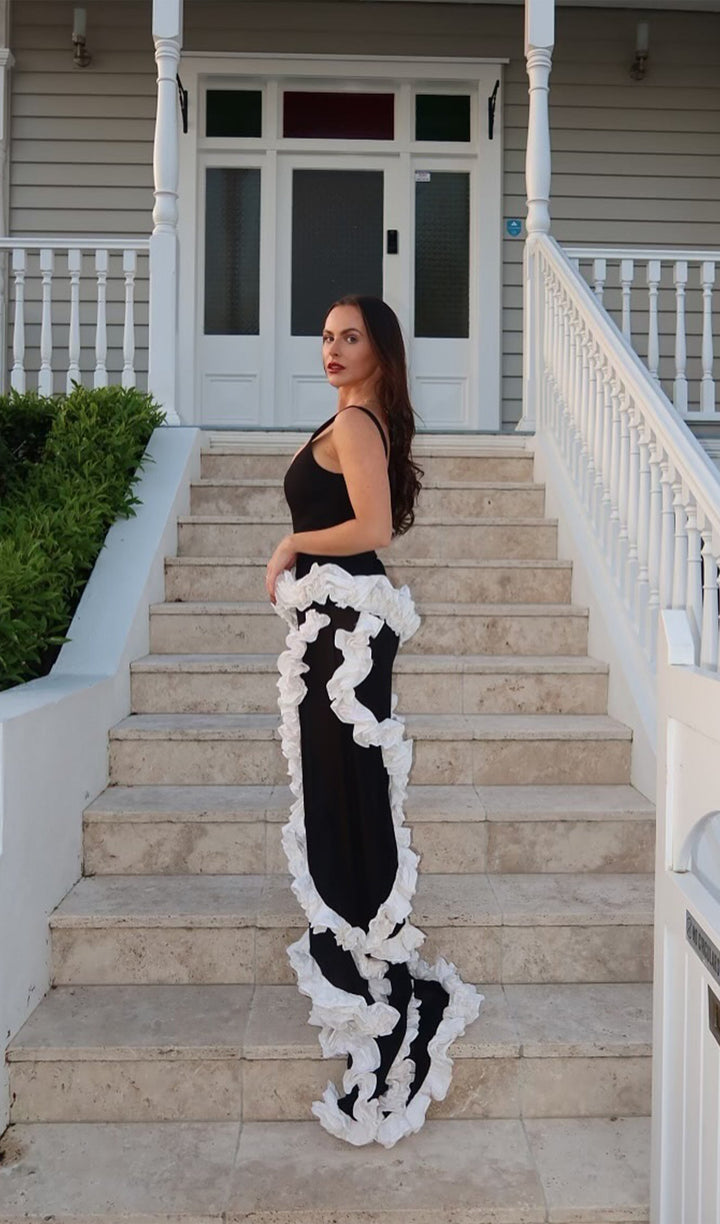 Wisteria Gown Maxi Dress In Black &amp; White